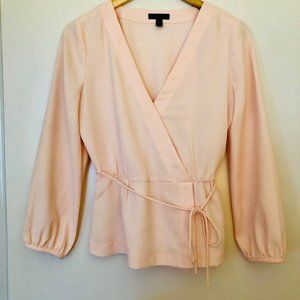 J Crew Drapery Crepe Faux-wrap Top Pink
